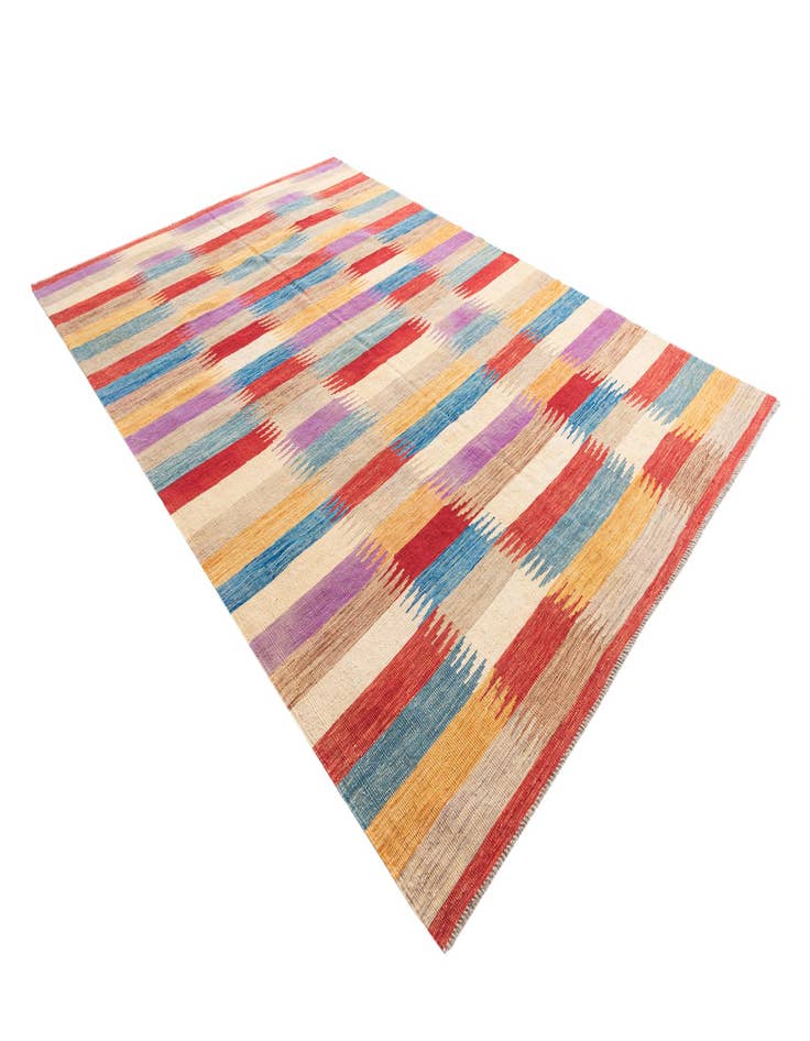 Detail image of  6' 4 x 9' 8  Hand Woven Kilim Modern Wool Rug