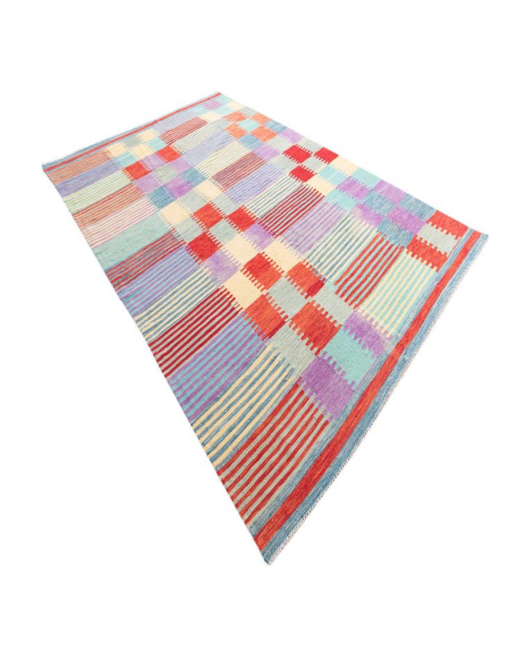 Detail image of  6' 7 x 9' 9  Hand Woven Kilim Modern Wool Rug