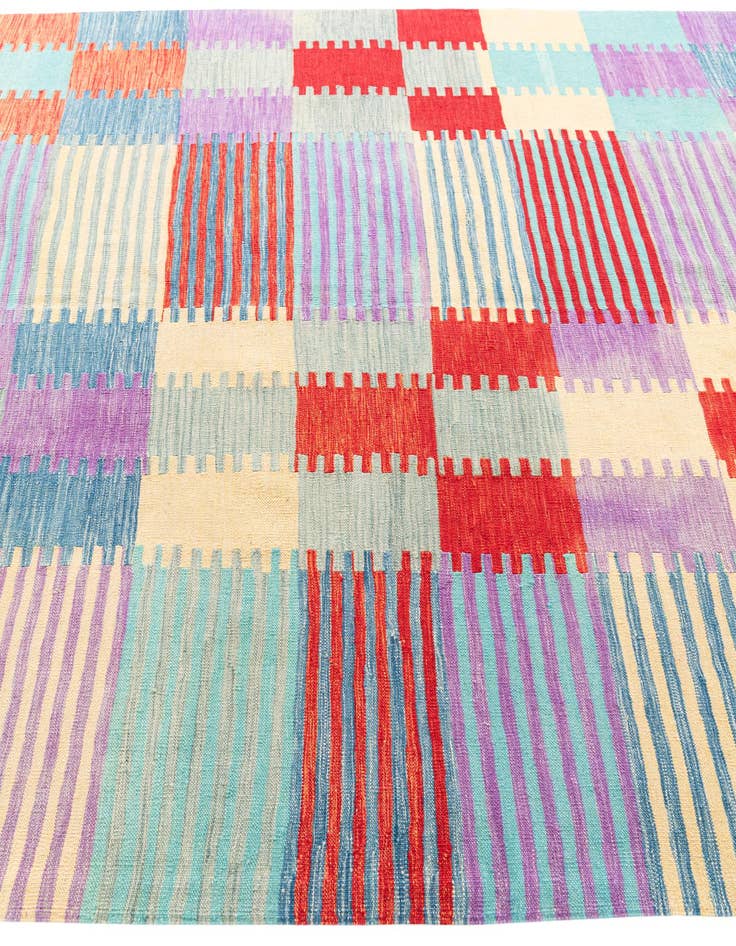 Detail image of  6' 7 x 9' 9  Hand Woven Kilim Modern Wool Rug