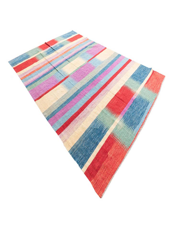 Detail image of  6' 8 x 9' 9  Hand Woven Kilim Modern Wool Rug