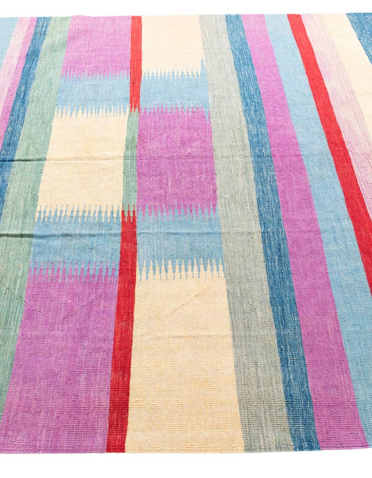 Detail image of  6' 8 x 9' 9  Hand Woven Kilim Modern Wool Rug