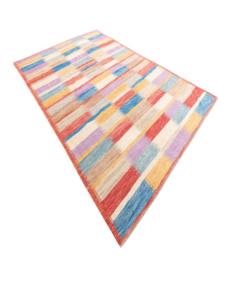 Detail image of  6' 6 x 9' 8  Hand Woven Kilim Modern Wool Rug