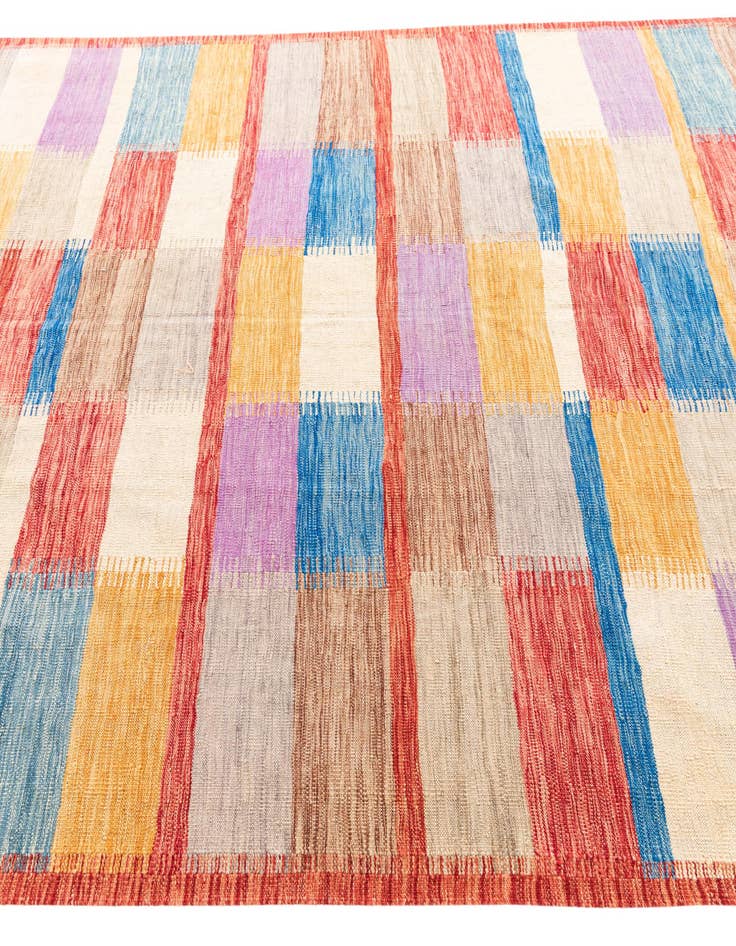 Detail image of  6' 6 x 9' 8  Hand Woven Kilim Modern Wool Rug