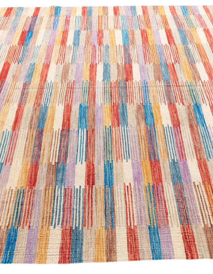 Detail image of  6' 9 x 9' 7  Hand Woven Kilim Modern Wool Rug