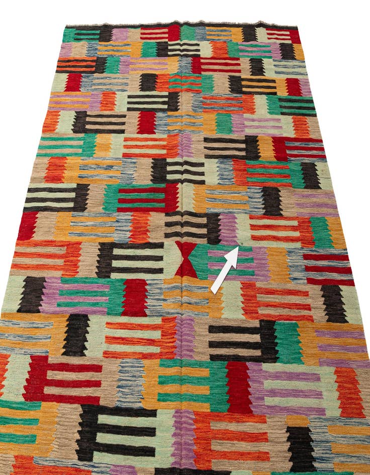Detail image of  6' 7 x 9' 7  Hand Woven Kilim Modern Wool Rug