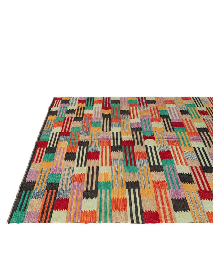 Detail image of  6' 7 x 9' 7  Hand Woven Kilim Modern Wool Rug