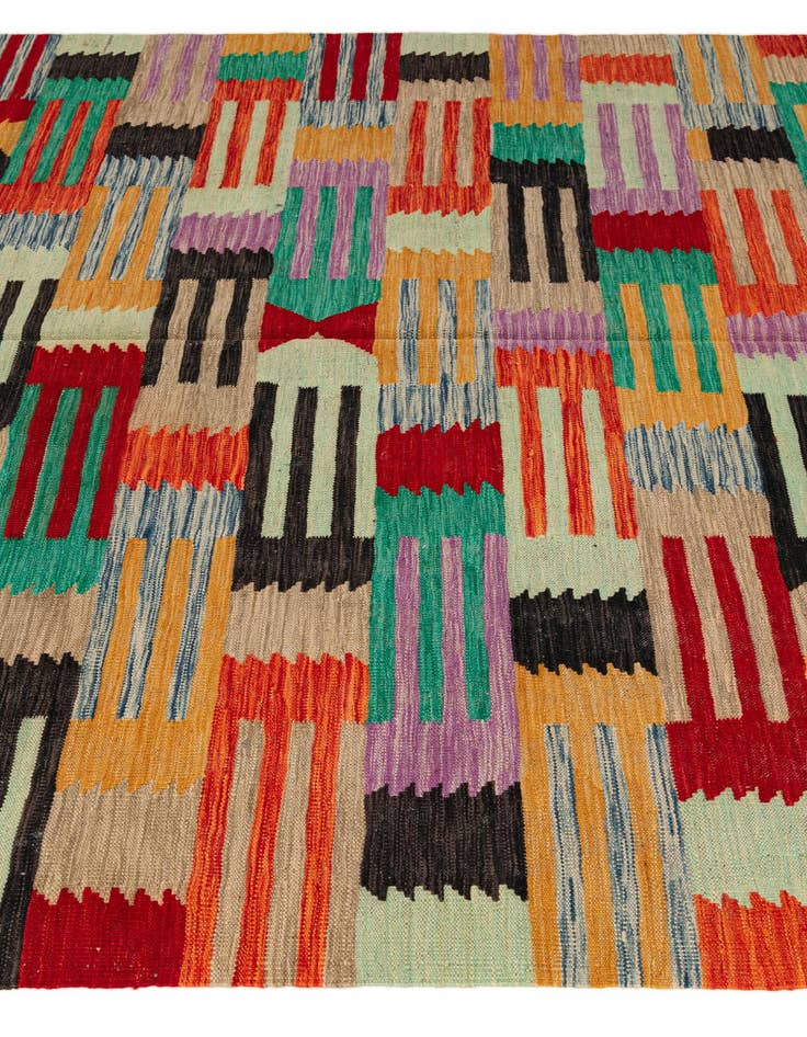 Detail image of  6' 7 x 9' 7  Hand Woven Kilim Modern Wool Rug