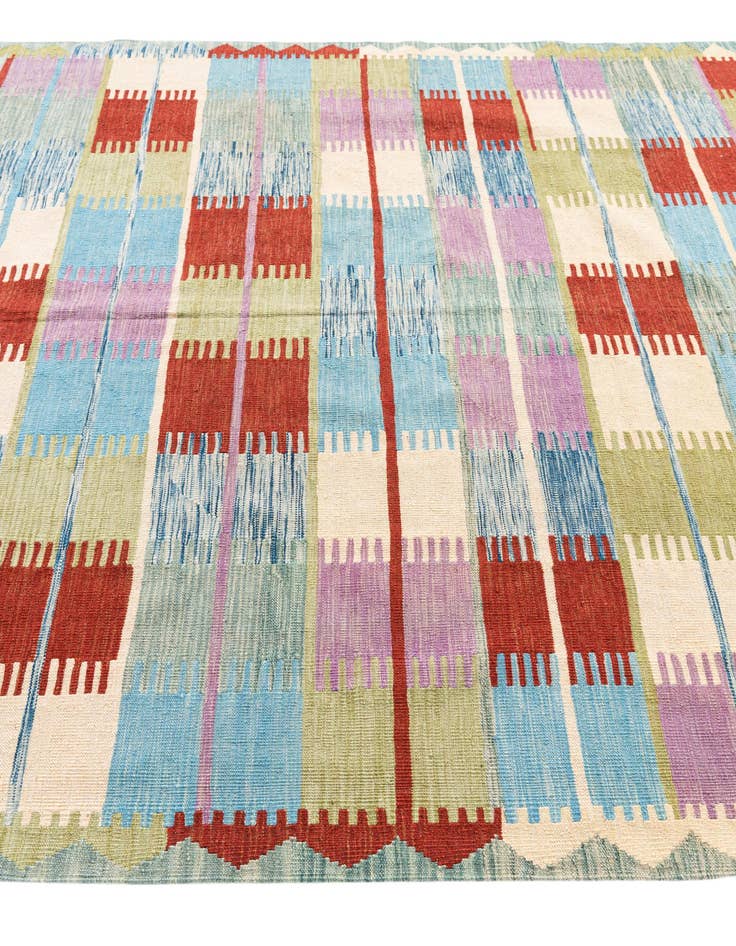 Detail image of  6' 6 x 9' 9  Hand Woven Kilim Modern Wool Rug