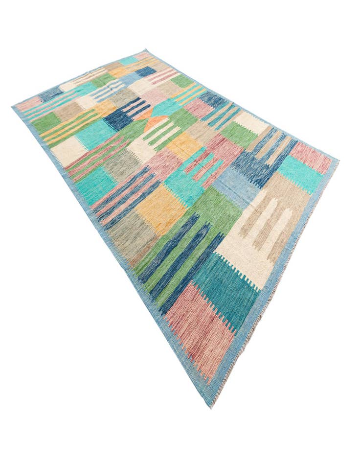 Detail image of  6' 3 x 9' 9  Hand Woven Kilim Modern Wool Rug