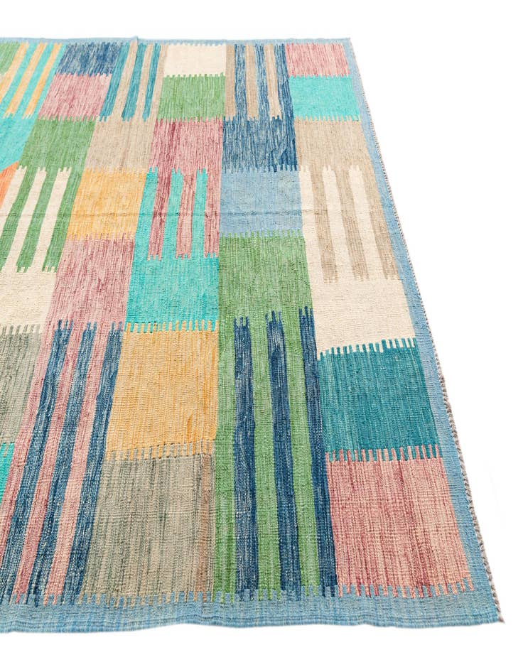 Detail image of  6' 3 x 9' 9  Hand Woven Kilim Modern Wool Rug