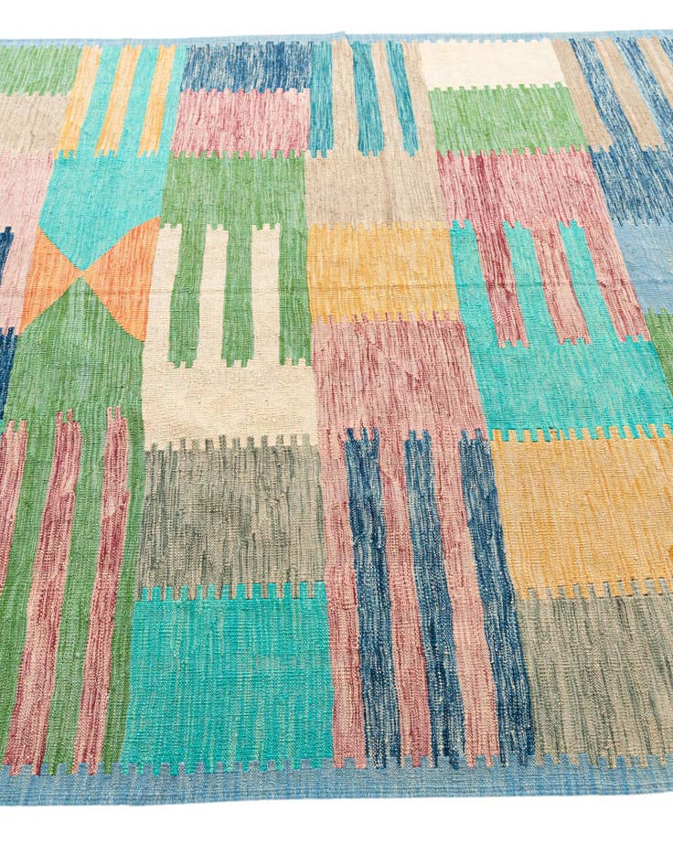 Detail image of  6' 3 x 9' 9  Hand Woven Kilim Modern Wool Rug
