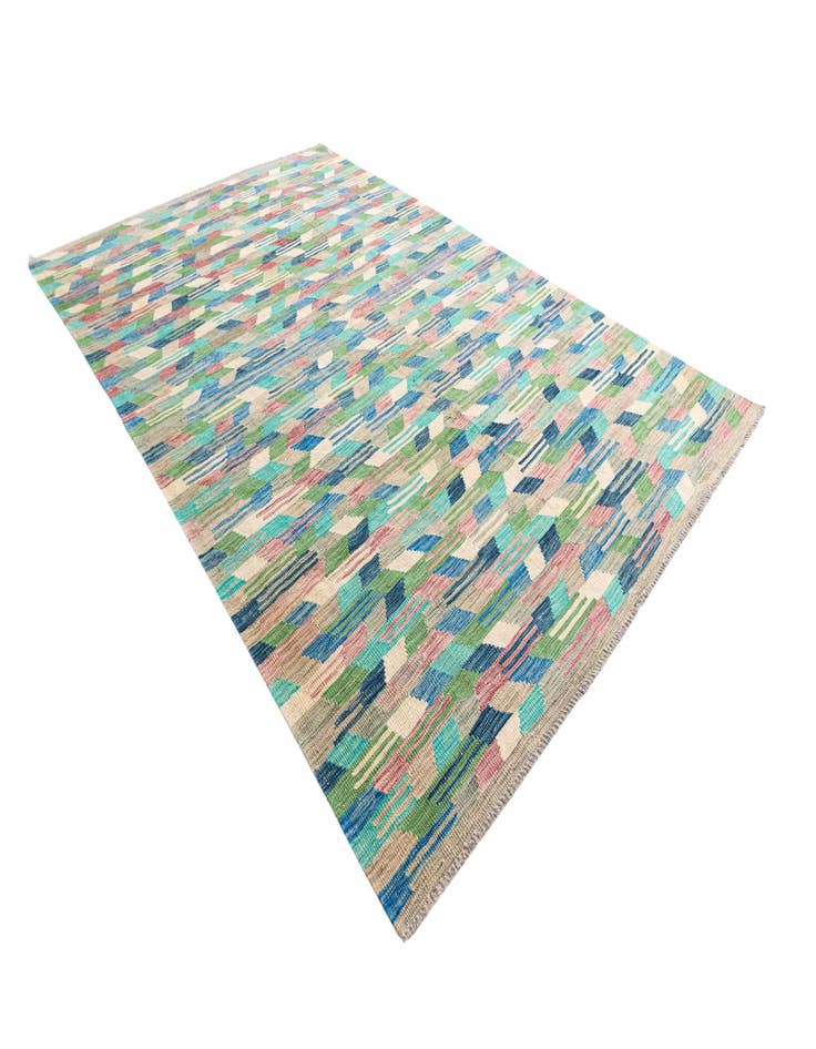 Detail image of  6' 3 x 9' 9  Hand Woven Kilim Modern Wool Rug