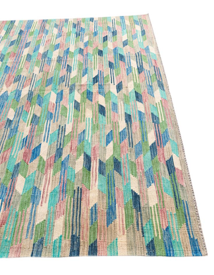 Detail image of  6' 3 x 9' 9  Hand Woven Kilim Modern Wool Rug