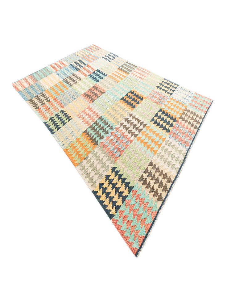 Detail image of  6' 5 x 9' 9  Hand Woven Kilim Modern Wool Rug