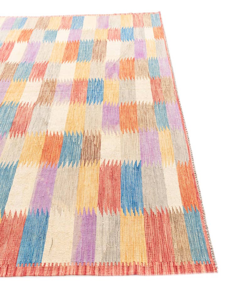 Detail image of  6' 7 x 9' 8  Hand Woven Kilim Modern Wool Rug