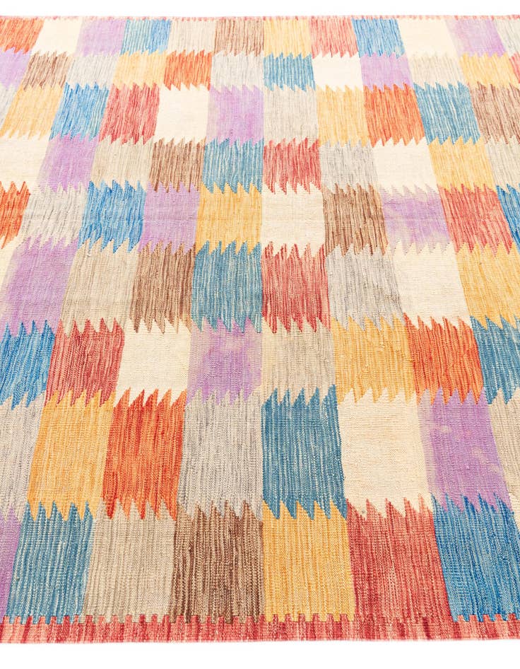 Detail image of  6' 7 x 9' 8  Hand Woven Kilim Modern Wool Rug