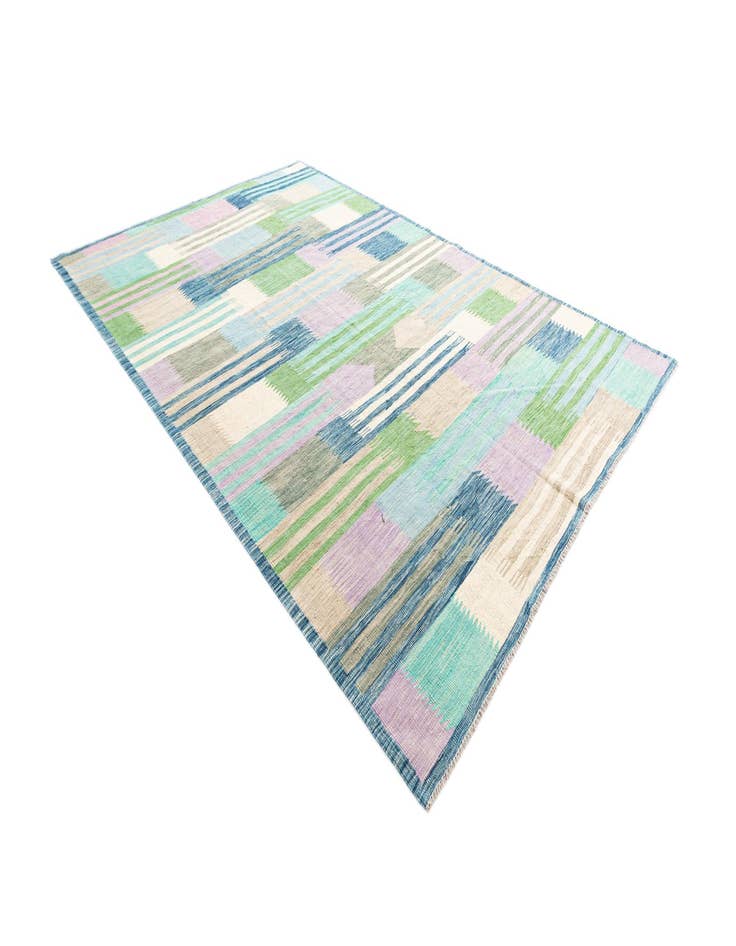 Detail image of  6' 5 x 9' 10  Hand Woven Kilim Modern Wool Rug