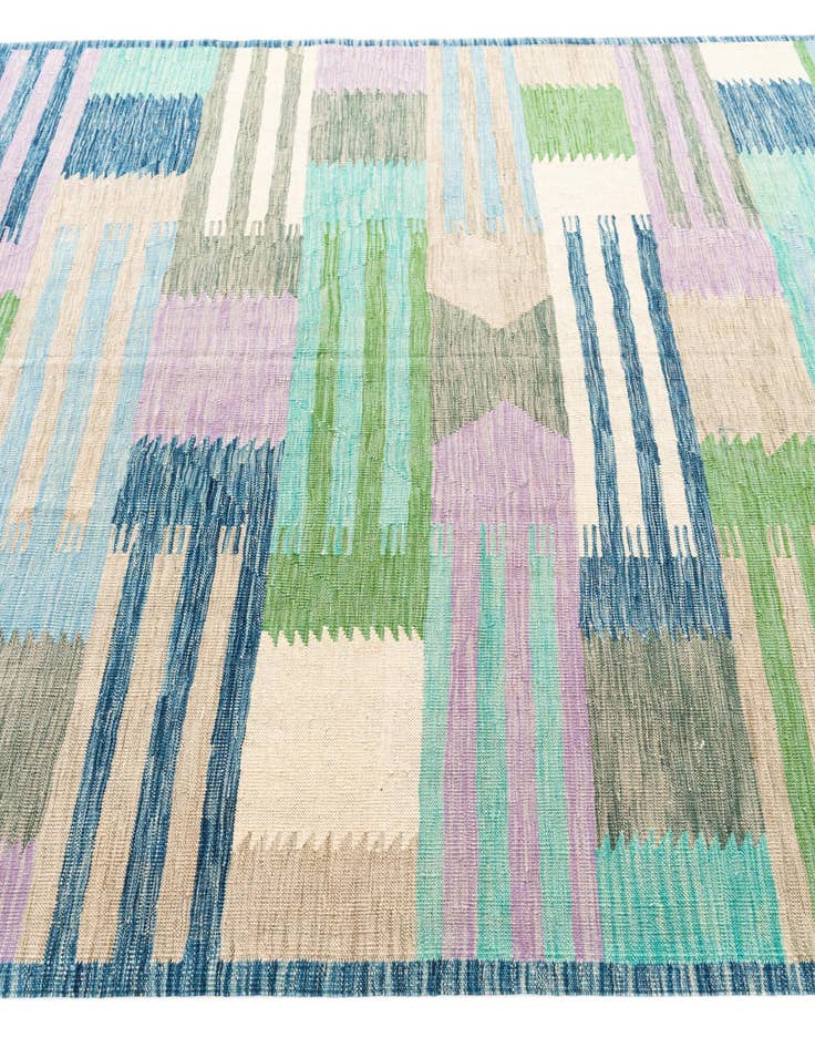 Detail image of  6' 5 x 9' 10  Hand Woven Kilim Modern Wool Rug