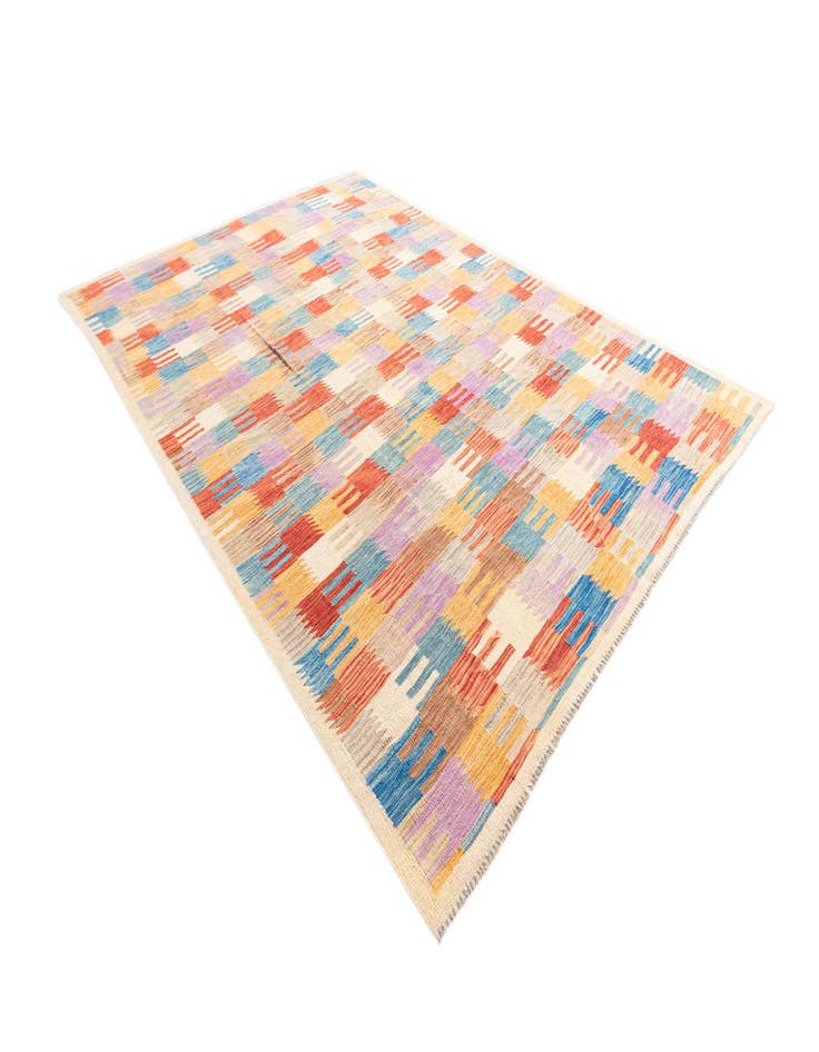 Detail image of  6' 8 x 9' 8  Hand Woven Kilim Modern Wool Rug