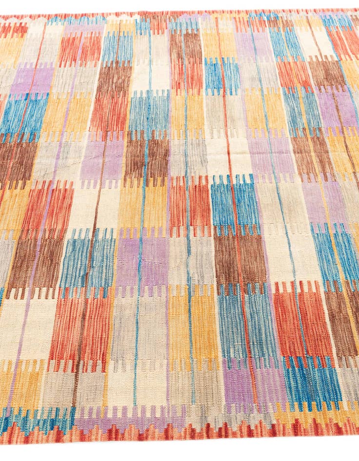 Detail image of  6' 4 x 9' 7  Hand Woven Kilim Modern Wool Rug