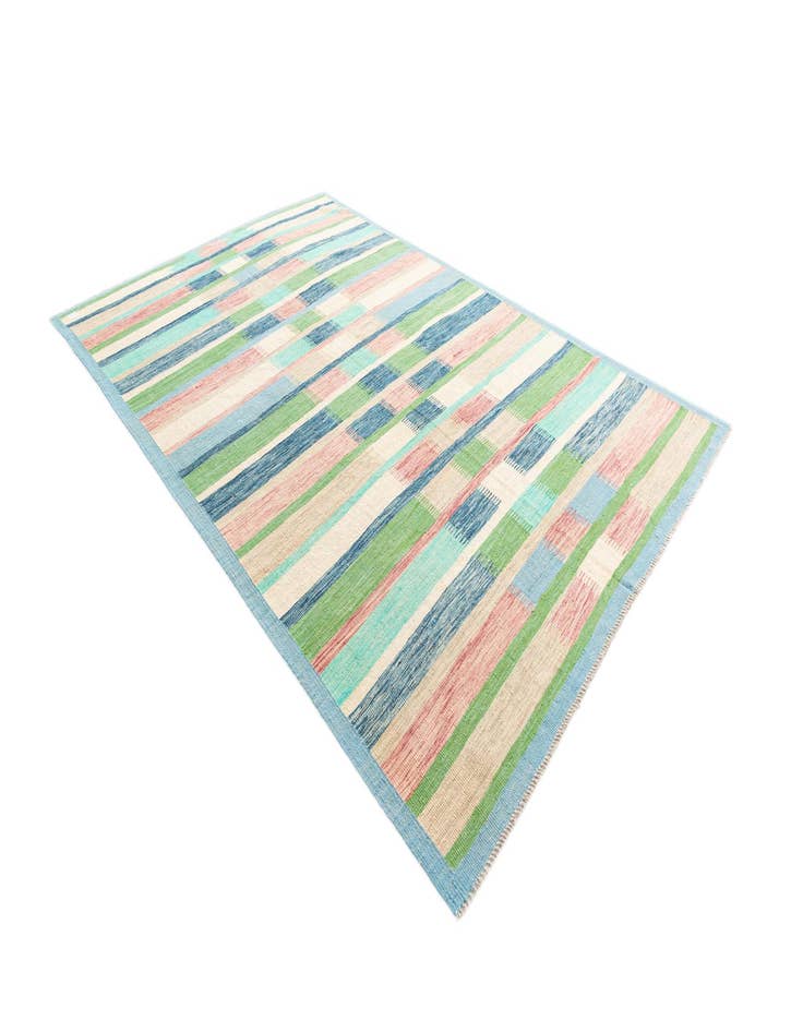 Detail image of  6' 5 x 9' 10  Hand Woven Kilim Modern Wool Rug