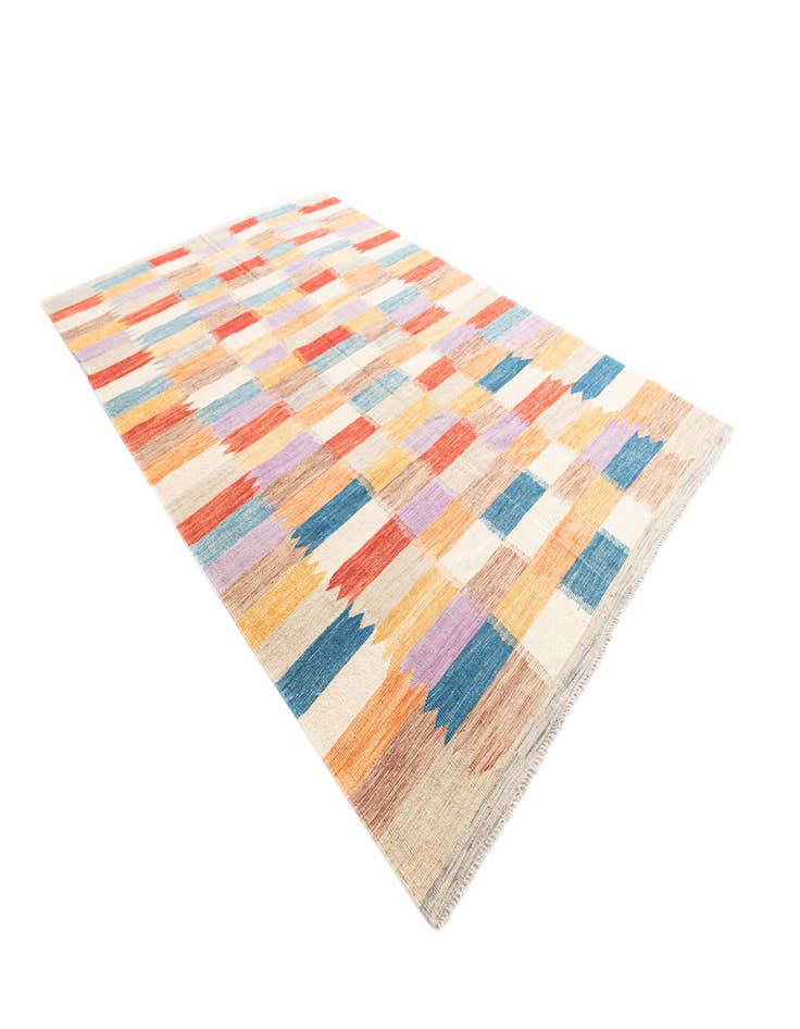Detail image of  6' 7 x 9' 9  Hand Woven Kilim Modern Wool Rug