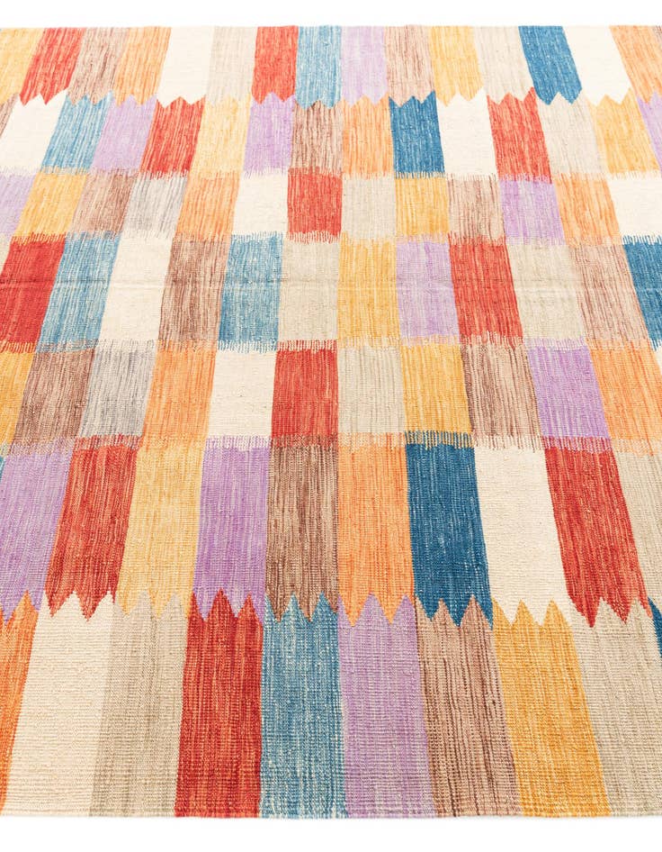 Detail image of  6' 7 x 9' 9  Hand Woven Kilim Modern Wool Rug