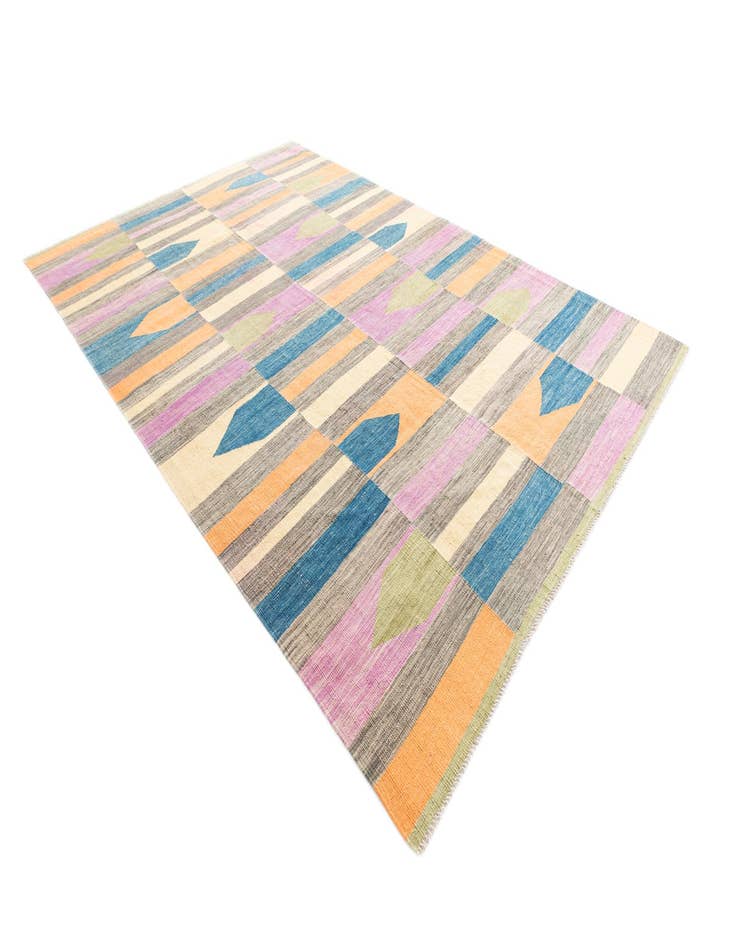 Detail image of  6' 9 x 10'  Hand Woven Kilim Modern Wool Rug
