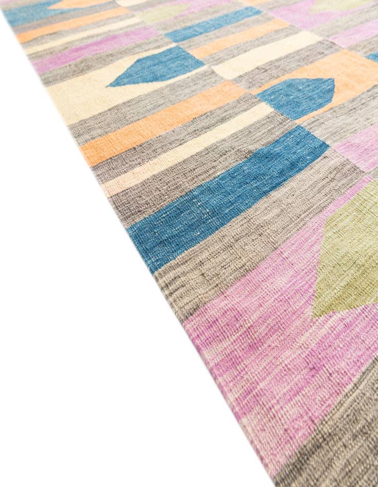 Detail image of  6' 9 x 10'  Hand Woven Kilim Modern Wool Rug