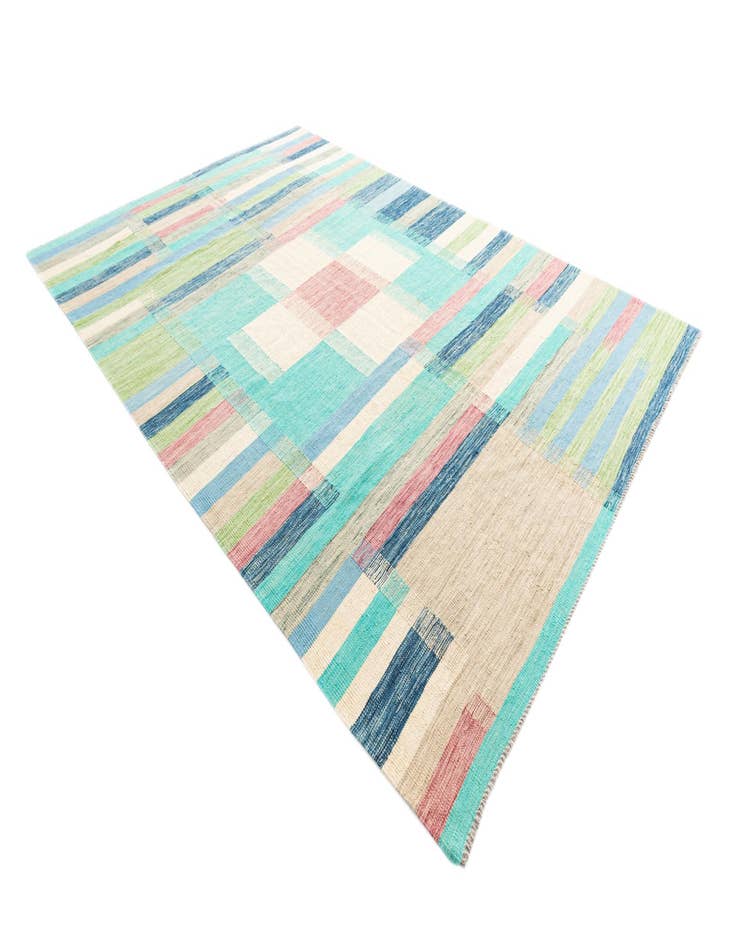 Detail image of  6' 8 x 9' 7  Hand Woven Kilim Modern Wool Rug