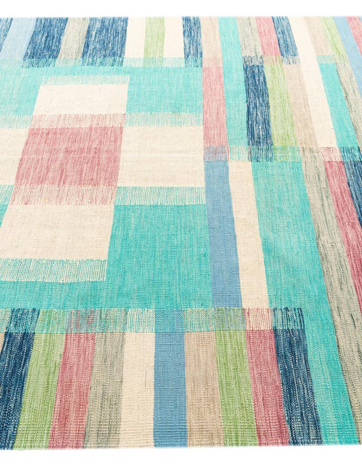 Detail image of  6' 8 x 9' 7  Hand Woven Kilim Modern Wool Rug