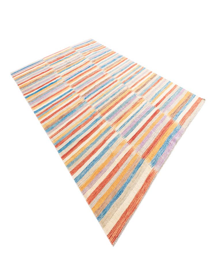 Detail image of  6' 10 x 9' 7  Hand Woven Kilim Modern Wool Rug