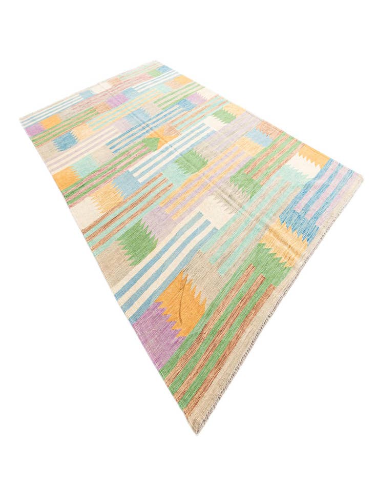 Detail image of  6' 8 x 9' 9  Hand Woven Kilim Modern Wool Rug