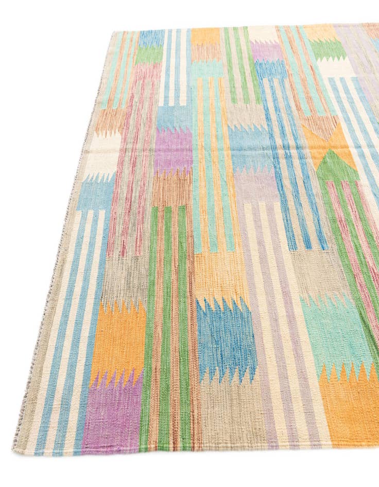 Detail image of  6' 8 x 9' 9  Hand Woven Kilim Modern Wool Rug
