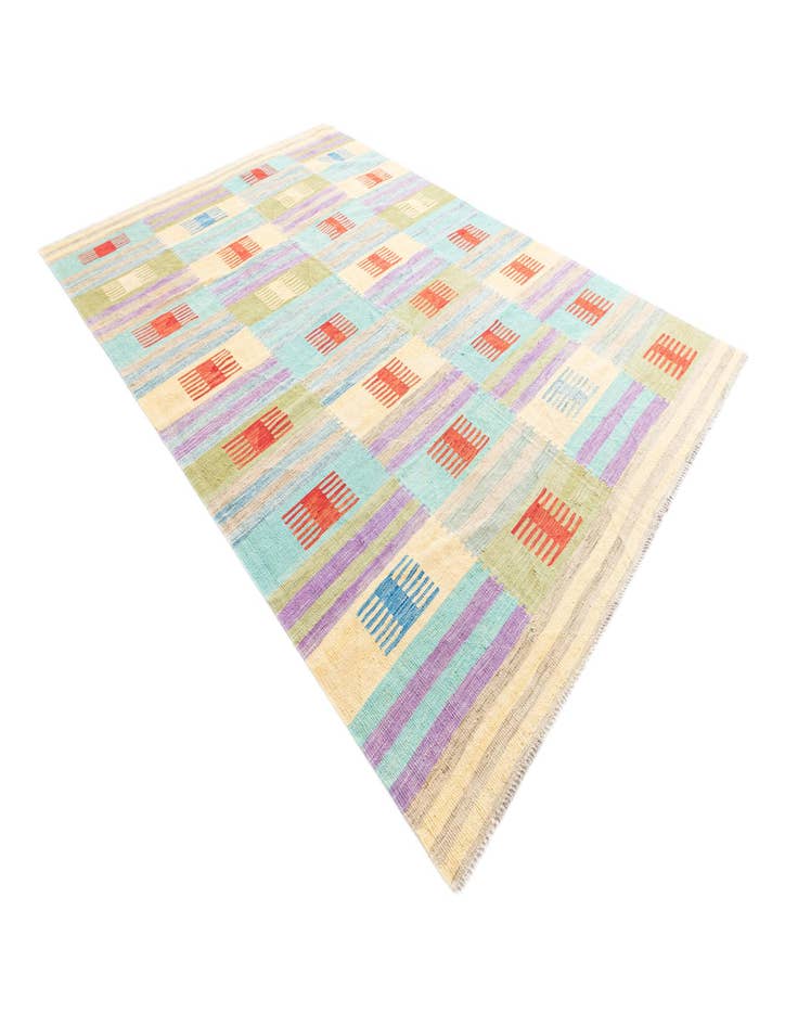 Detail image of  6' 7 x 9' 9  Hand Woven Kilim Modern Wool Rug