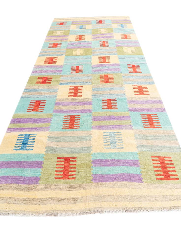 Detail image of  6' 7 x 9' 9  Hand Woven Kilim Modern Wool Rug
