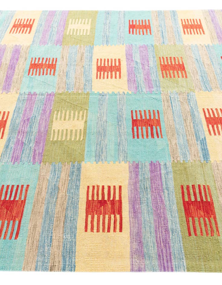 Detail image of  6' 7 x 9' 9  Hand Woven Kilim Modern Wool Rug