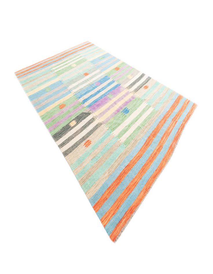 Detail image of  6' 7 x 9' 8  Hand Woven Kilim Modern Wool Rug