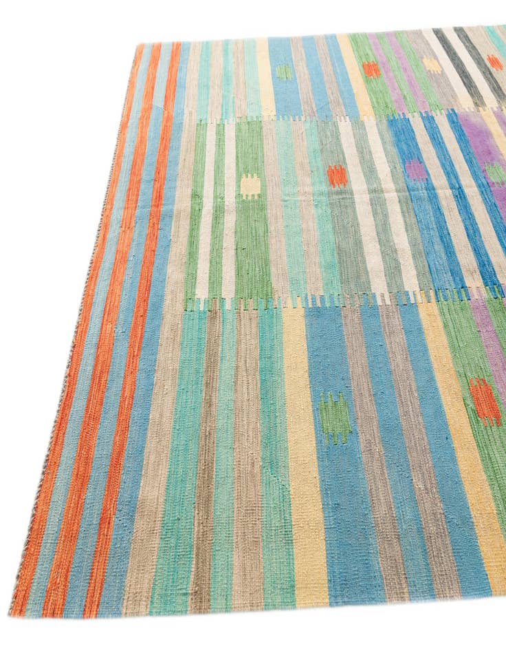 Detail image of  6' 7 x 9' 8  Hand Woven Kilim Modern Wool Rug