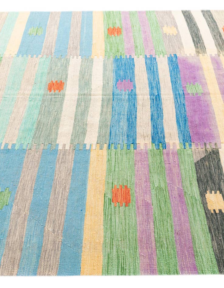 Detail image of  6' 7 x 9' 8  Hand Woven Kilim Modern Wool Rug