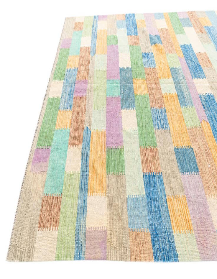 Detail image of  6' 7 x 9' 8  Hand Woven Kilim Modern Wool Rug