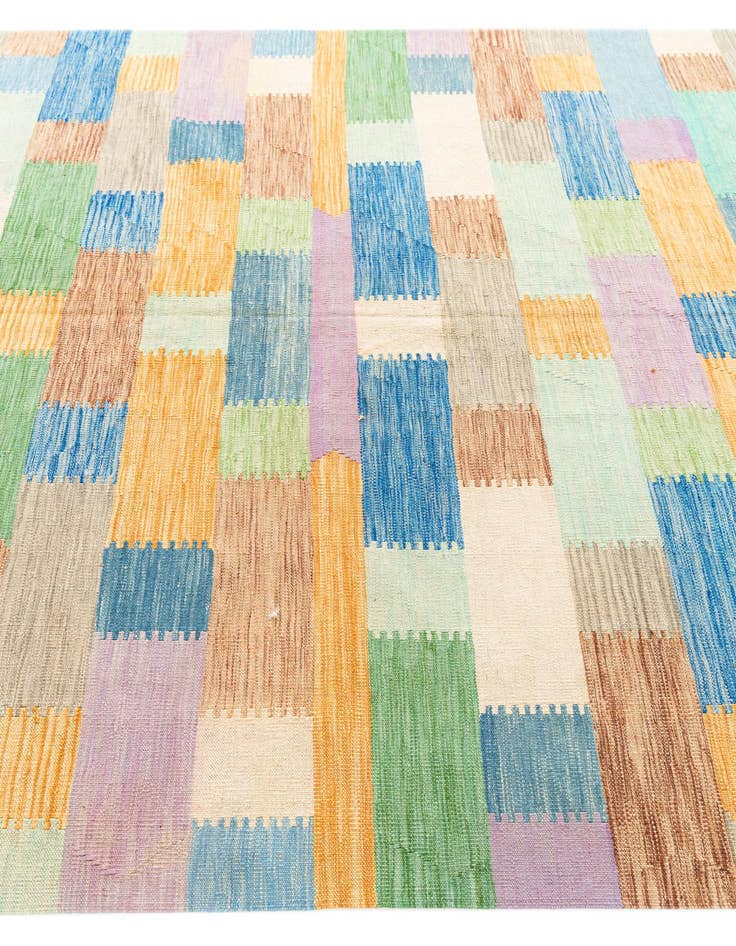 Detail image of  6' 7 x 9' 8  Hand Woven Kilim Modern Wool Rug