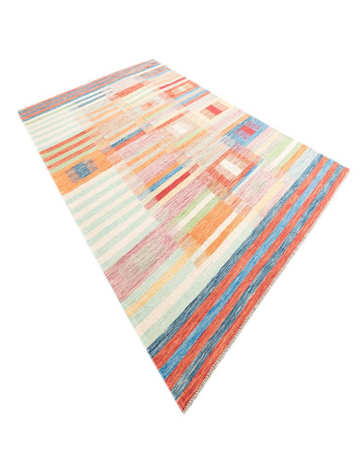 Detail image of  6' 8 x 9' 10  Hand Woven Kilim Modern Wool Rug