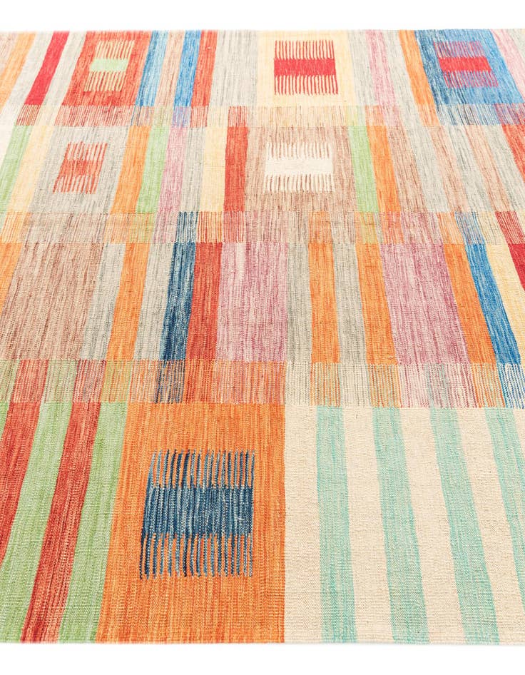 Detail image of  6' 8 x 9' 10  Hand Woven Kilim Modern Wool Rug