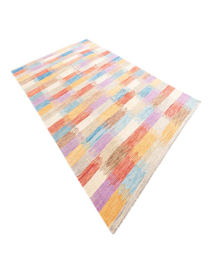 Detail image of  6' 7 x 10'  Hand Woven Kilim Modern Wool Rug