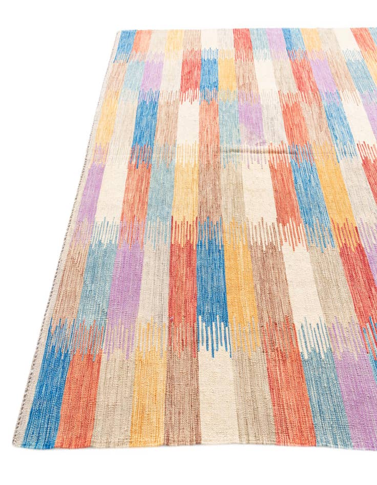 Detail image of  6' 7 x 10'  Hand Woven Kilim Modern Wool Rug