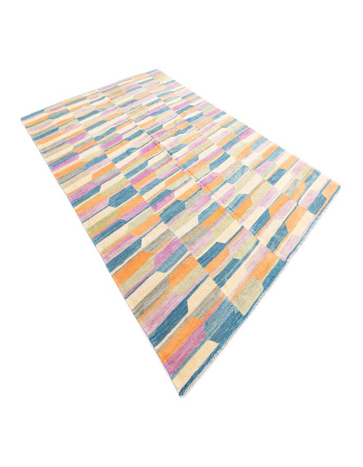 Detail image of  6' 7 x 9' 10  Hand Woven Kilim Modern Wool Rug