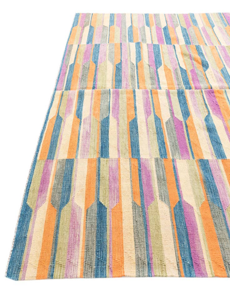 Detail image of  6' 7 x 9' 10  Hand Woven Kilim Modern Wool Rug