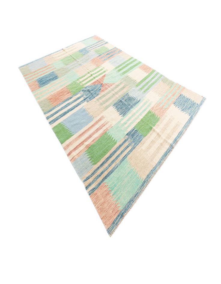 Detail image of  6' 7 x 9' 6  Hand Woven Kilim Modern Wool Rug