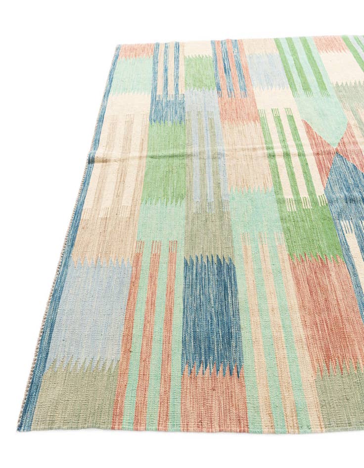 Detail image of  6' 7 x 9' 6  Hand Woven Kilim Modern Wool Rug
